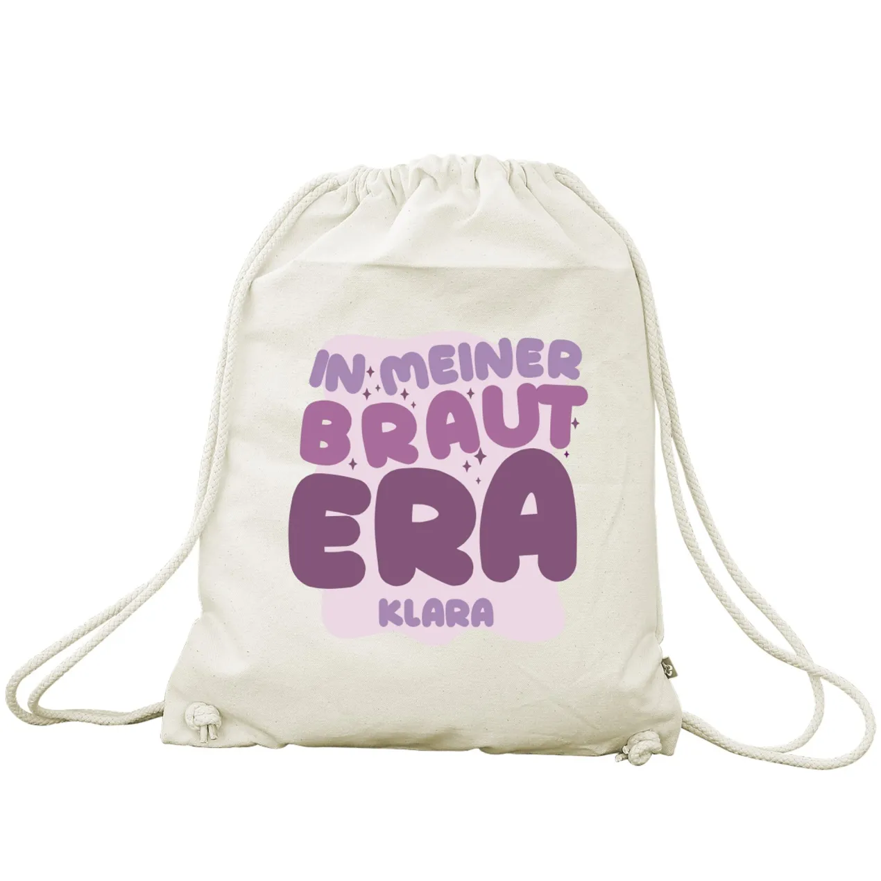 JGA Baumwoll-Rucksack mit Wunschname für die Braut-to-be | Schwarz & Natur