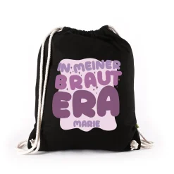 JGA Baumwoll-Rucksack mit Wunschname für die Braut-to-be | Schwarz & Natur