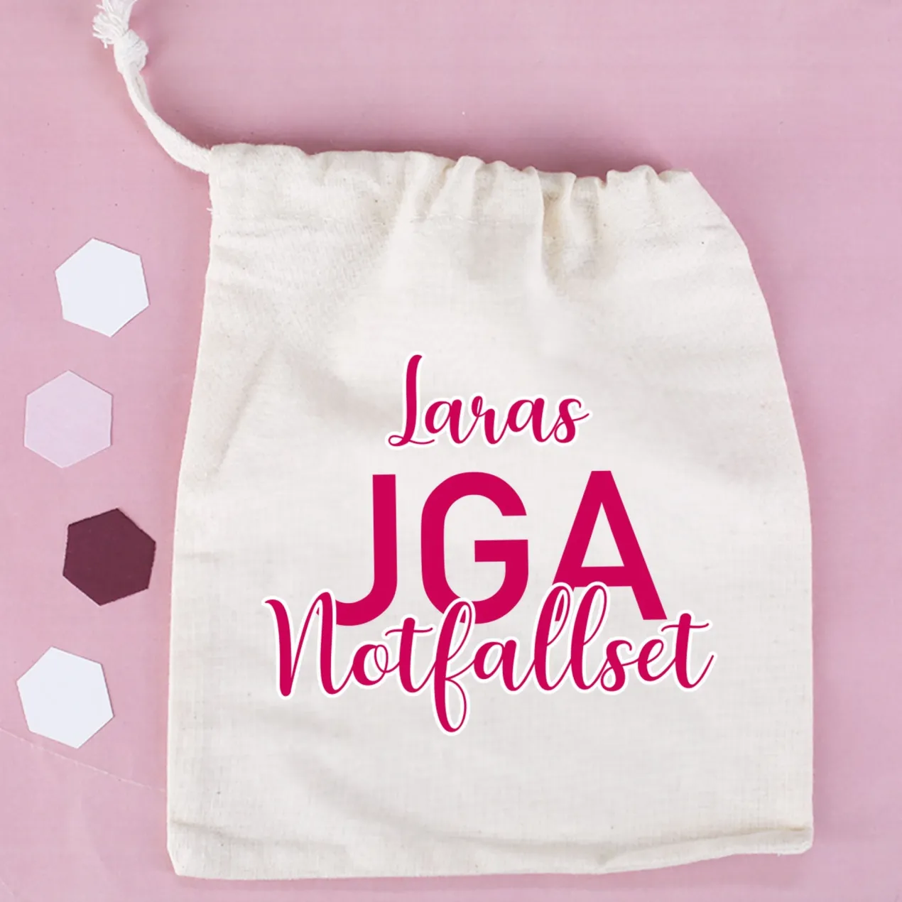 JGA Notfallset-Sack mit dem Namen der Braut | 2 Größen wählbar