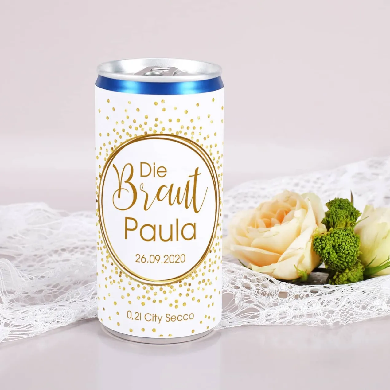 JGA-Secco für Braut und Team Braut mit Name und Datum