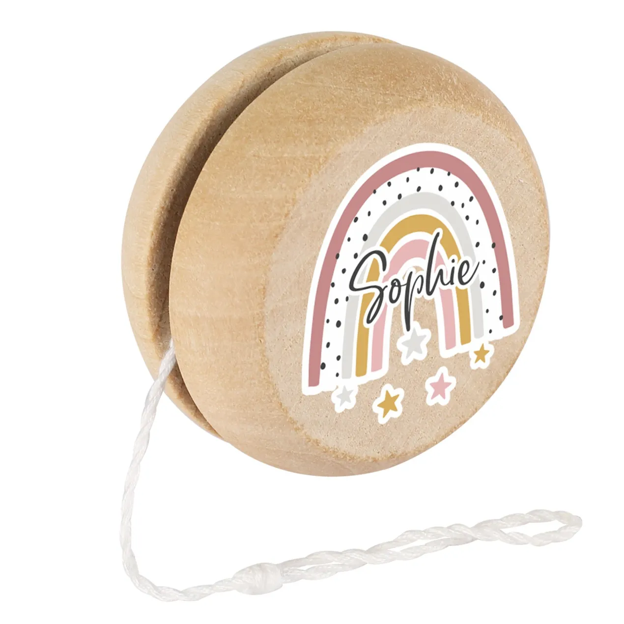 JoJo aus Holz im Retrodesign für Mädchen | Personalisiert mit Name und Regenbogen Motiv