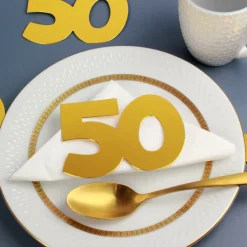 Jumbo Konfetti zur goldenen Hochzeit | Motiv 50 | XXL Deko Zahlen in Gold | 20 Stück Set