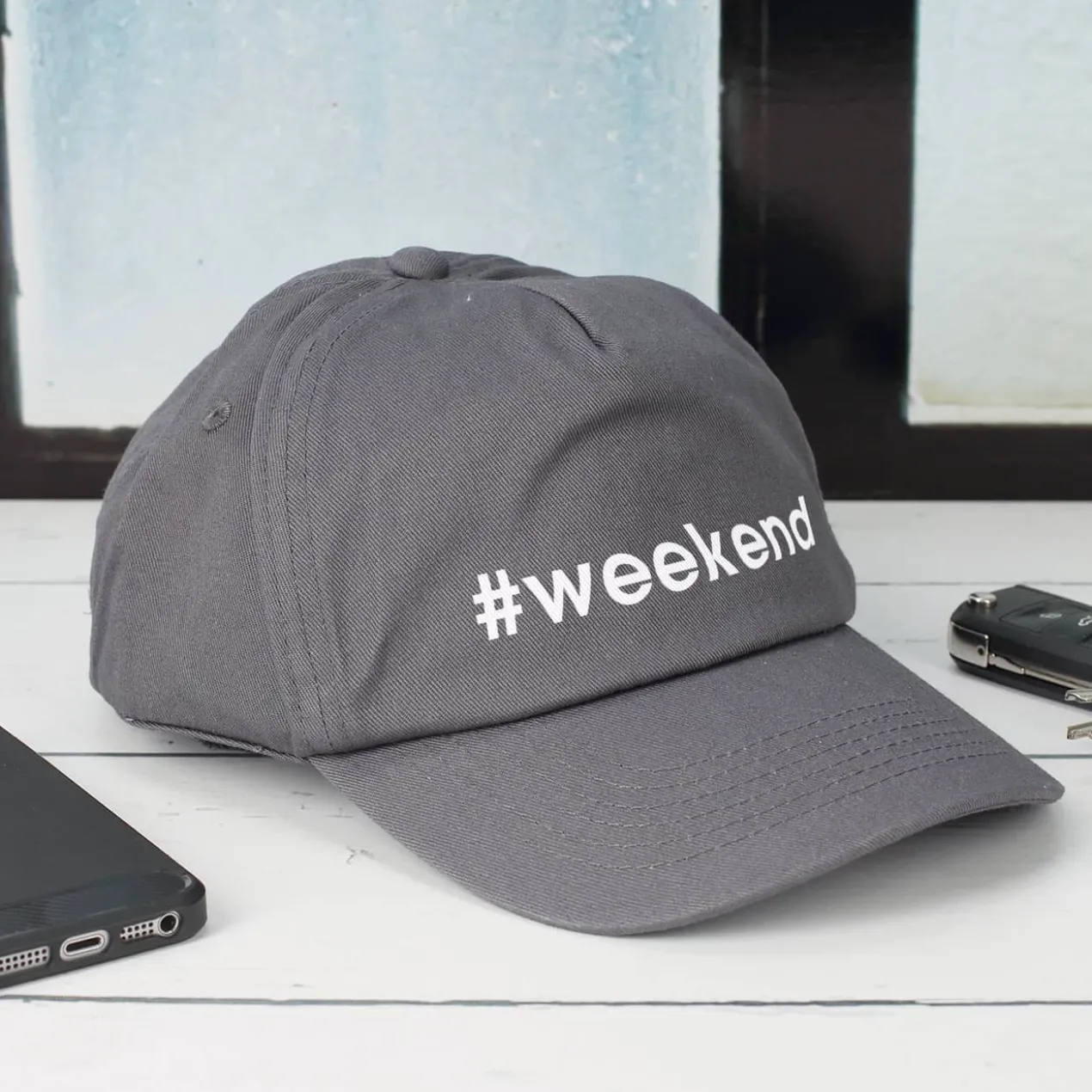 Junior Basecap Dunkelgrau mit Wunsch-Hashtag