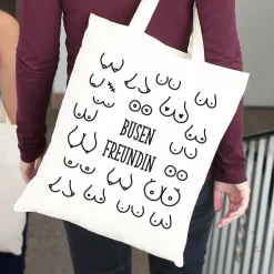 Jutebeutel mit Busenmotiv und Wunschtext