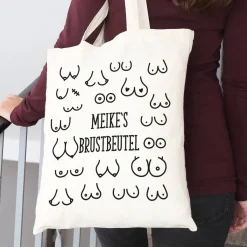 Jutebeutel mit Busenmotiv und Wunschtext