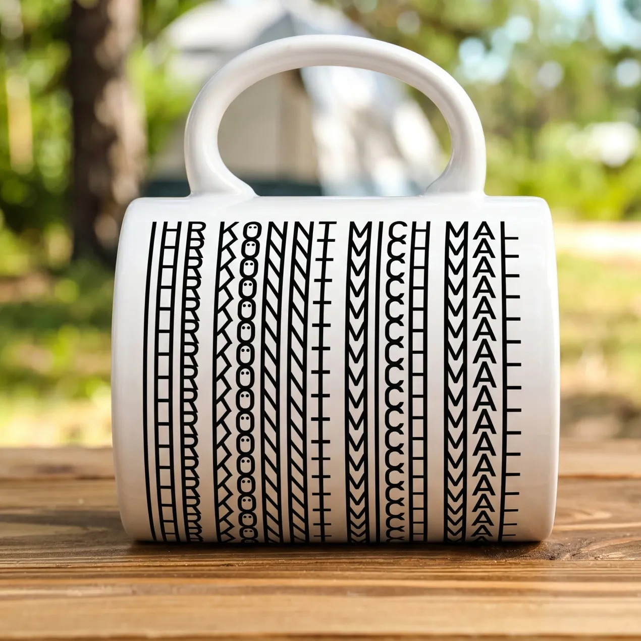 Kaffeetasse mit versteckter Botschaft 'Ihr könnt mich mal' | Tasse als lustiges Geschenk