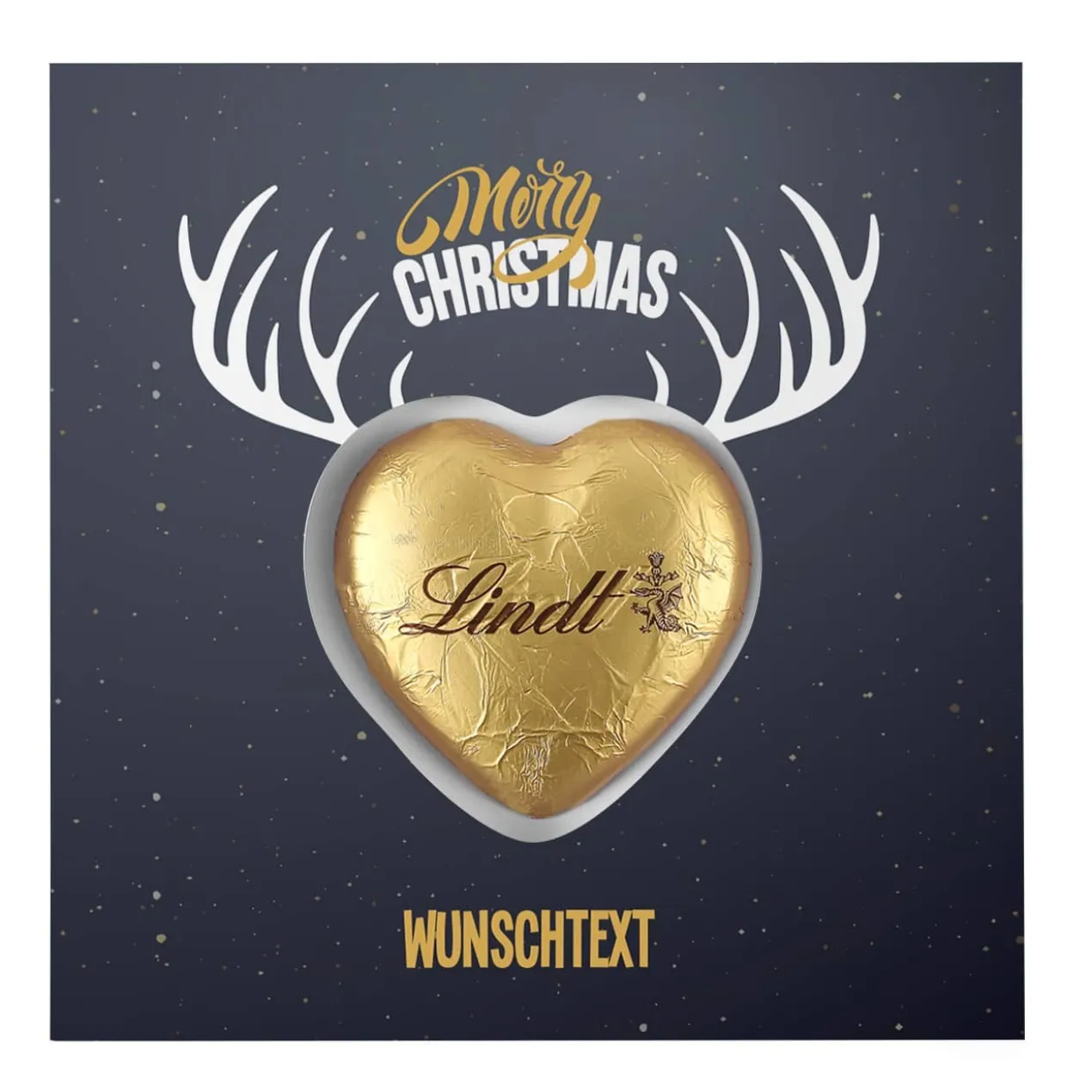 Karte Merry Christmas mit Lindt Schokoherz