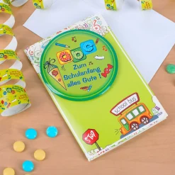 Karte mit abc Button zur Einschulung