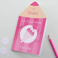 Karte zur Einschulung - Buntstift- mit Name und Datum