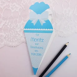 Karte zur Einschulung in Form einer Zuckertüte