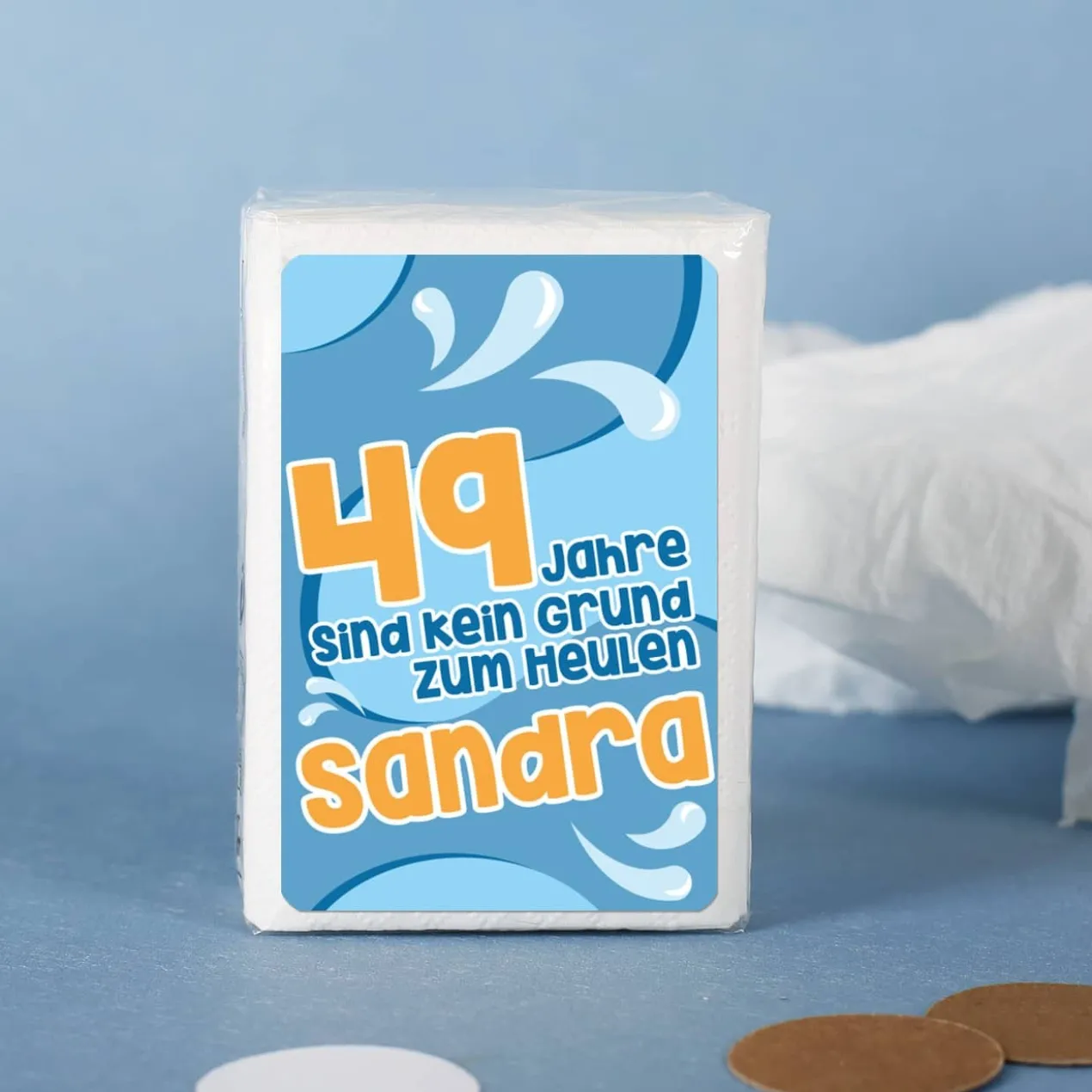 Kein Grund zum Heulen - Lustige Taschentücher zum Geburtstag mit Alter und Name