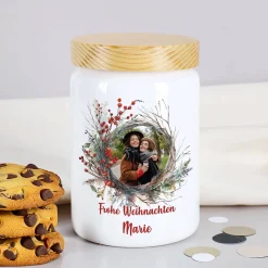 Keksdose mit Fotomotiv zu Weihnachten