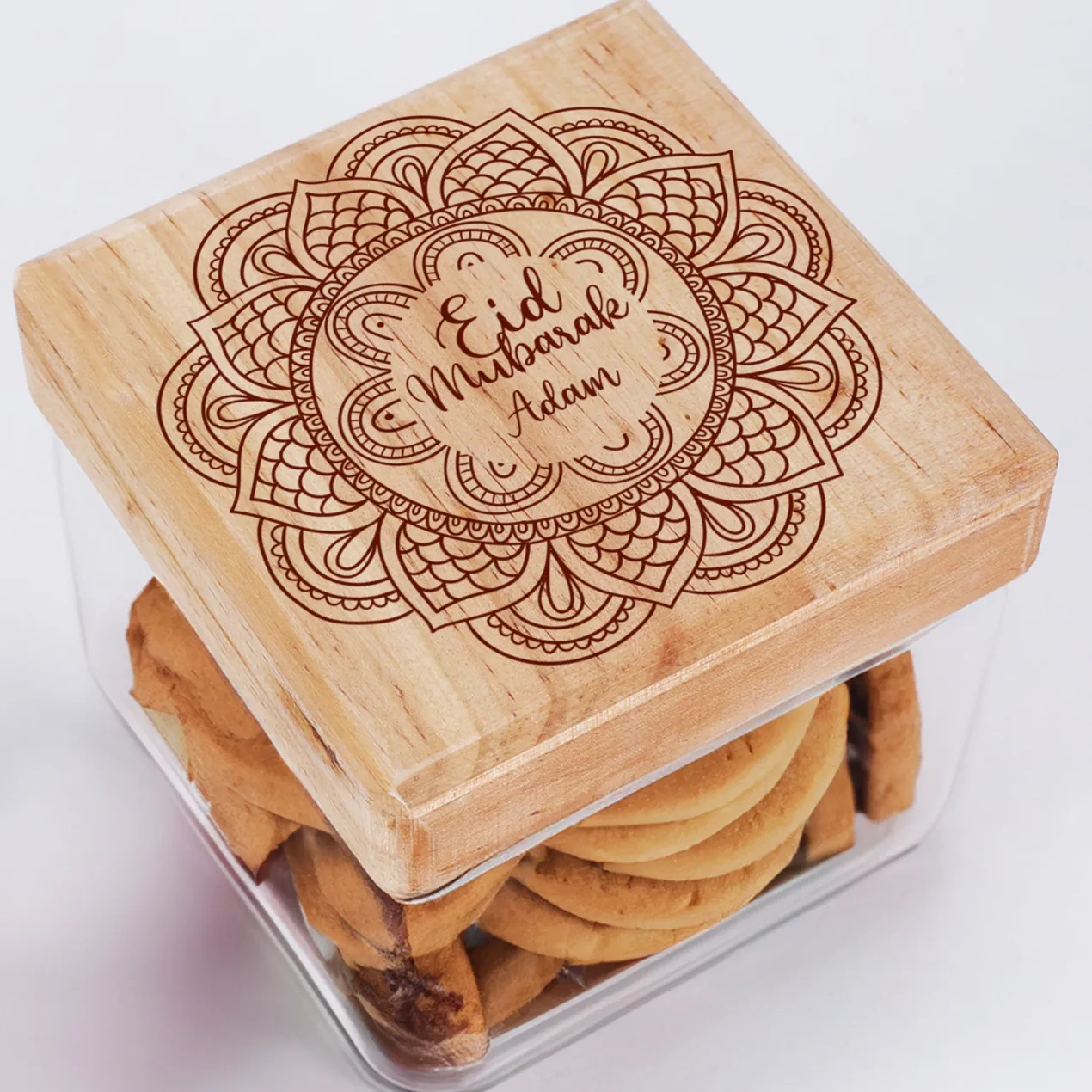 Keksdose / Vorratsglas „Eid Mubarak“ mit Wunschname für Ramadan & festliche Anlässe