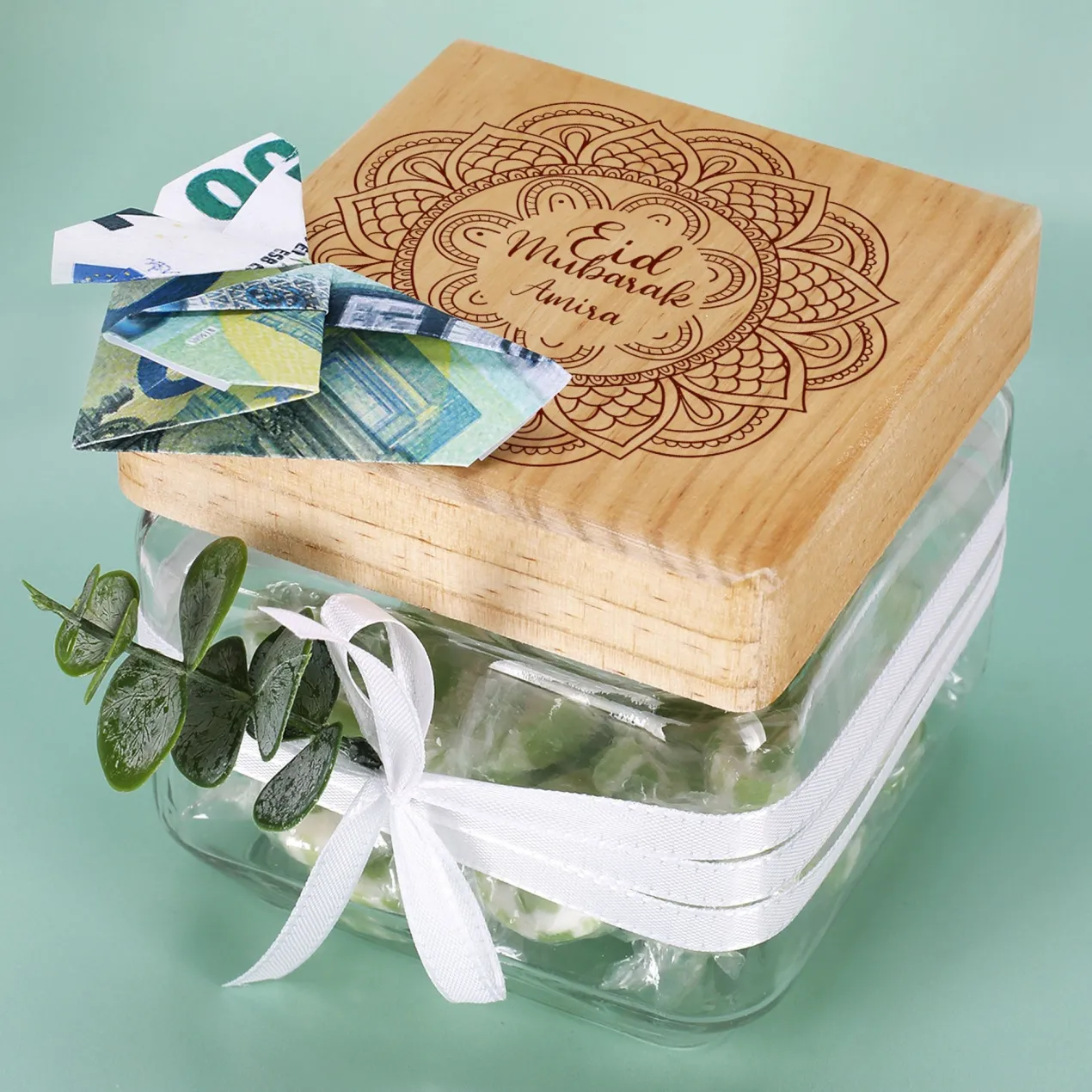 Keksdose / Vorratsglas „Eid Mubarak“ mit Wunschname für Ramadan & festliche Anlässe
