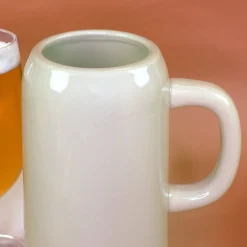 Keramik Bierkrug 'Papa Glück' als Geschenk für Väter | Steingut Bierglas 0,5 oder 1 Liter