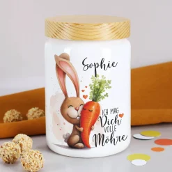 Keramikdose - Ich mag dich volle Möhre - mit Wunschname