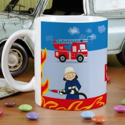 Keramiktasse mit Feuerwehr und Name bedruckt