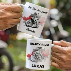 Keramiktasse mit Naked Bike Motiven, personalisiert | Geschenk für Motorradfahrer & Biker