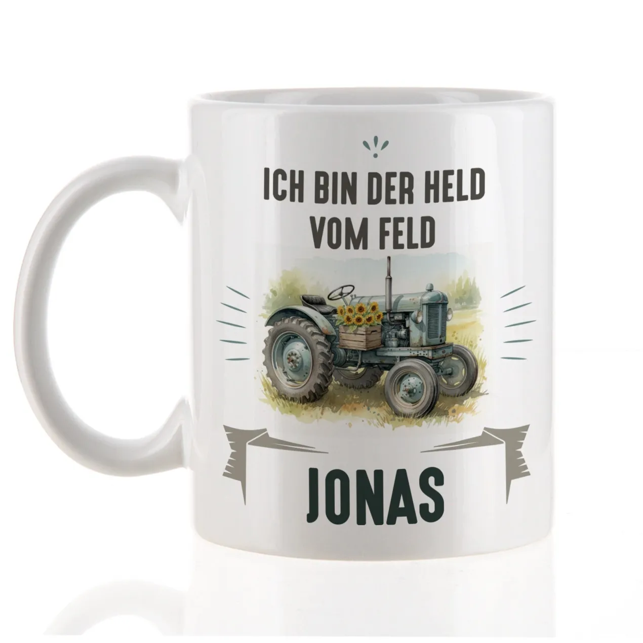 Keramiktasse mit Retro Traktor Motiv | Personalisiertes Geschenk für Treckerfreunde