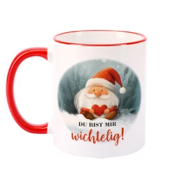 Keramiktasse mit Wichtel & Spruch 'Du bist mir wichtelig!' | Wichtelgeschenk zu Weihnachten
