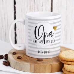 Keramiktasse - Opa wir haben dich lieb - mit Ihrem Wunschtext