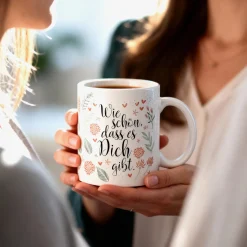 Keramik Tasse - Wie schön, dass es Dich gibt | Geschenk zum Geburtstag, Muttertag oder als Dankeschön