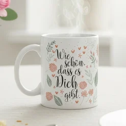 Keramik Tasse - Wie schön, dass es Dich gibt | Geschenk zum Geburtstag, Muttertag oder als Dankeschön