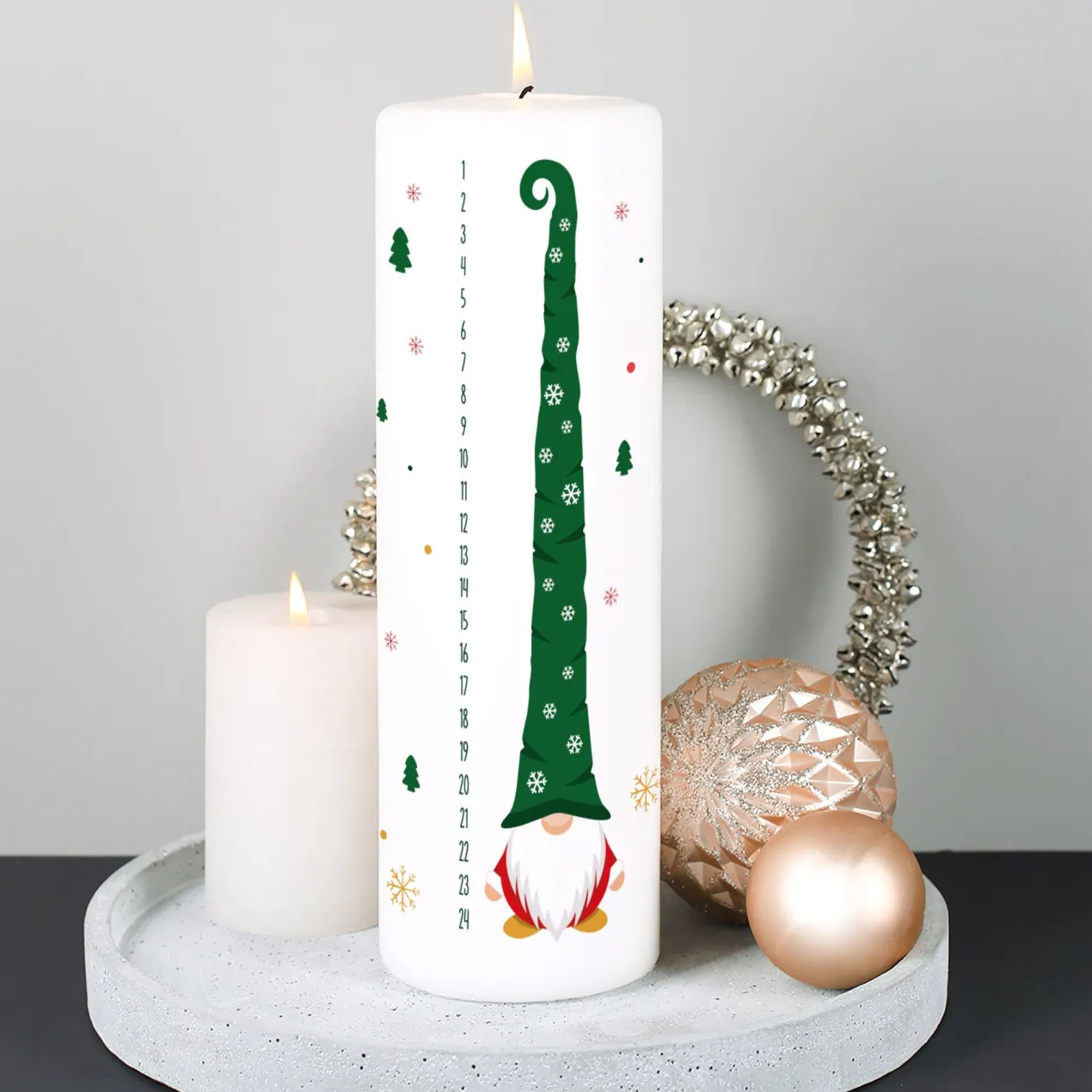 Kerze als Adventskalender mit Wichtel und Wunschtext | Wichtelige Weihnachtszeit