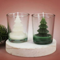 Kerze im Glas Weihnachtsbaum - weiß oder grün