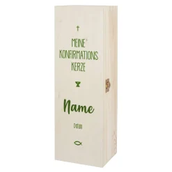 Kerzenbox zur Konfirmation - mit Name und Datum in drei Farben zur Auswahl