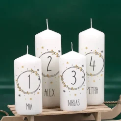 Kerzen für den Adventskranz mit Wunschtexten