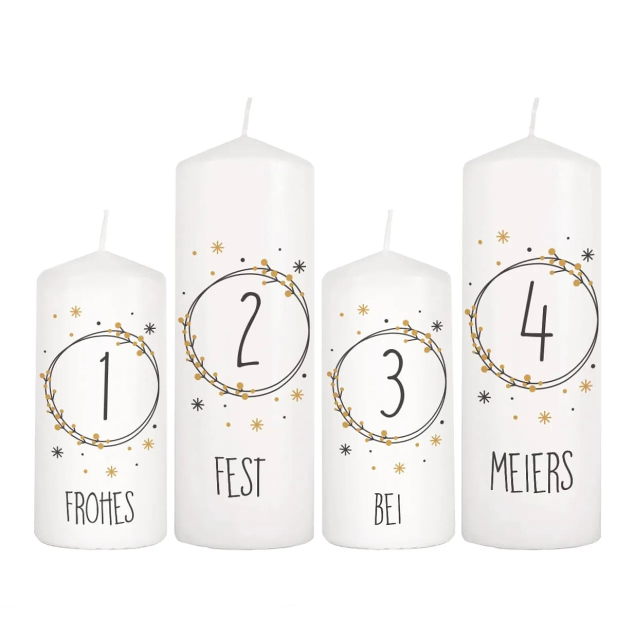 Kerzen für den Adventskranz mit Wunschtexten