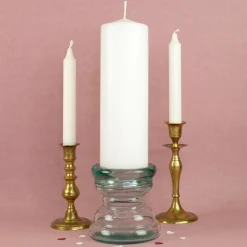 Kerzenhalter aus Glas handgearbeitet | Kerzenständer aus 100% recyceltem Glas für Stumpenkerzen
