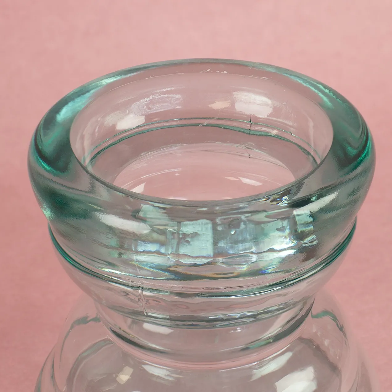 Kerzenhalter aus Glas handgearbeitet | Kerzenständer aus 100% recyceltem Glas für Stumpenkerzen