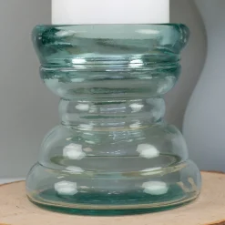 Kerzenhalter aus Glas handgearbeitet | Kerzenständer aus 100% recyceltem Glas für Stumpenkerzen