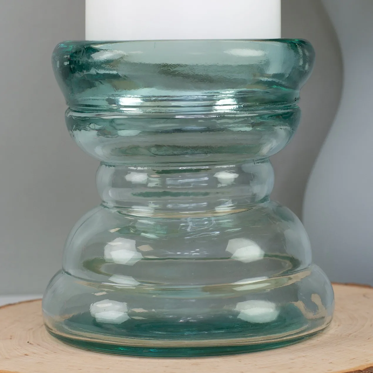 Kerzenhalter aus Glas handgearbeitet | Kerzenständer aus 100% recyceltem Glas für Stumpenkerzen