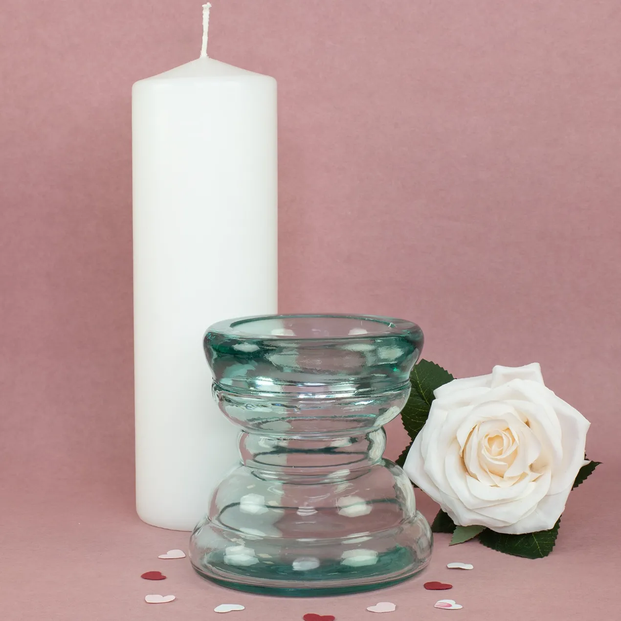 Kerzenhalter aus Glas handgearbeitet | Kerzenständer aus 100% recyceltem Glas für Stumpenkerzen