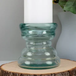 Kerzenhalter aus Glas handgearbeitet | Kerzenständer aus 100% recyceltem Glas für Stumpenkerzen
