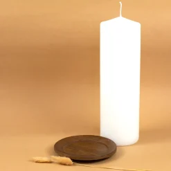 Kerzenteller aus Akazienholz braun 12 cm | Holz Teller für Stumpenkerzen, Tischdeko & Wohn Deko
