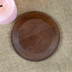 Kerzenteller aus Akazienholz braun 12 cm | Holz Teller für Stumpenkerzen, Tischdeko & Wohn Deko