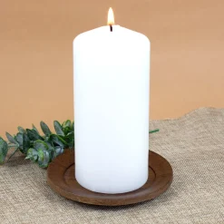 Kerzenteller aus Akazienholz braun 12 cm | Holz Teller für Stumpenkerzen, Tischdeko & Wohn Deko