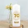 Kerze zum 70. Geburtstag mit Ihrem Namen persönlich bedruckt