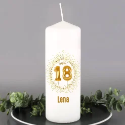 Kerze zum 18. Geburtstag mit Wunschname personalisiert