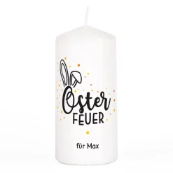 Kerze zu Ostern mit Osterfeuer-Aufdruck und Ihrem Wunschtext