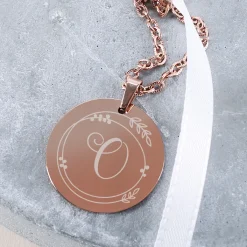 Kette mit Gravur von Initiale & Ornament | Silber, Schwarz oder Roségold