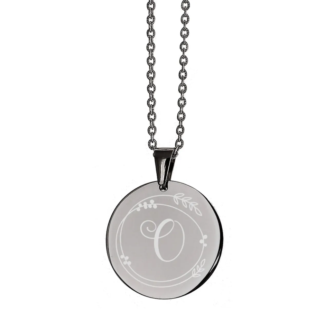 Kette mit Gravur von Initiale & Ornament | Silber, Schwarz oder Roségold