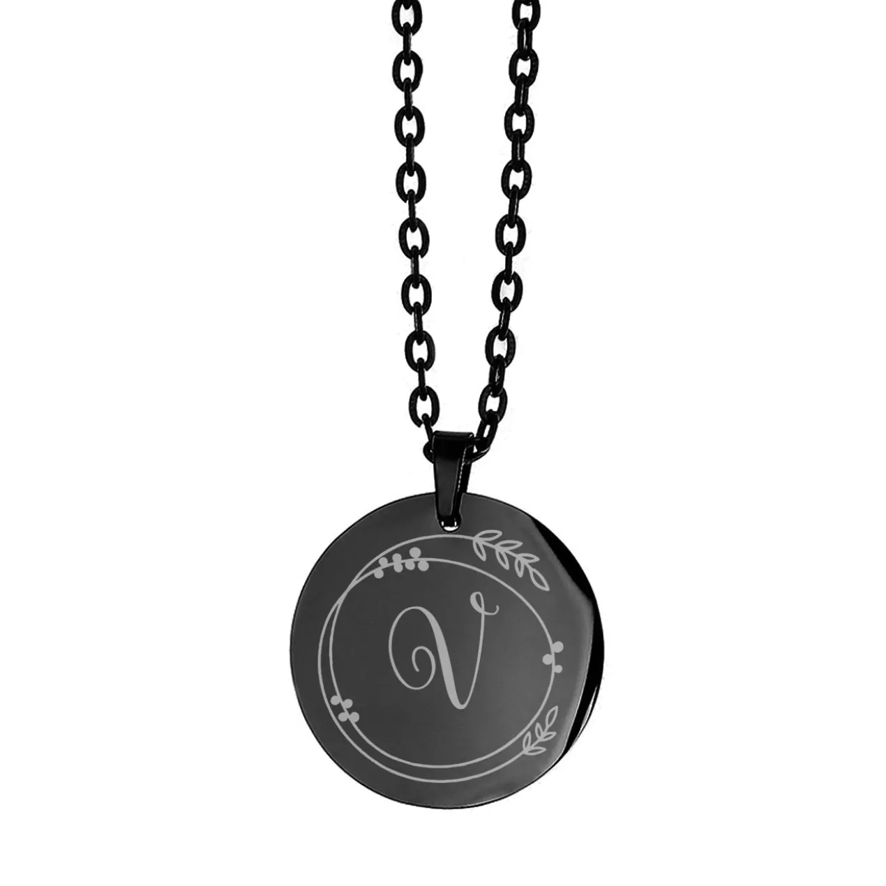 Kette mit Gravur von Initiale & Ornament | Silber, Schwarz oder Roségold