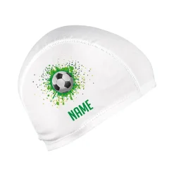 Kinderbadekappe mit Fußball-Motiv und Name bedruckt