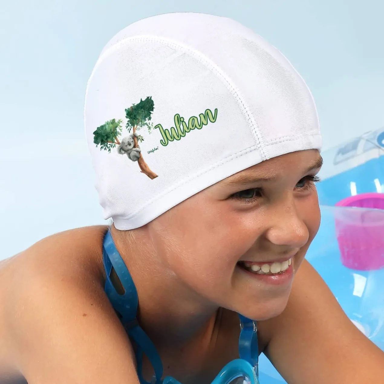 Kinderbadekappe mit Koala-Motiv und Name bedruckt