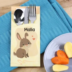 Kinderbesteck mit Hasenmotiv und Bestecktüte